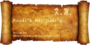 Kozák Mátyás névjegykártya